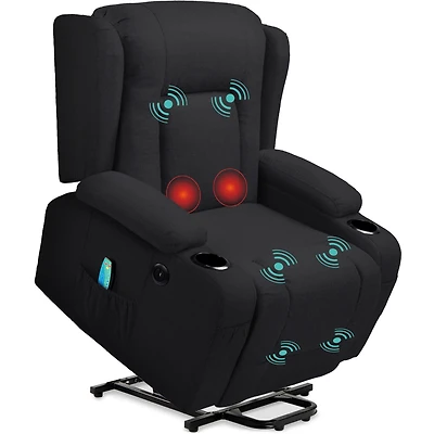 Best Choice Products Electric Power Lift Linen Recliner Massage Chair Furniture w/ Usb Port, Heat, Cupholders