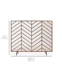 Best Choice Products 38x31in Single Panel Handcrafted Iron Chevron Fireplace Screen w/ Distressed Finish