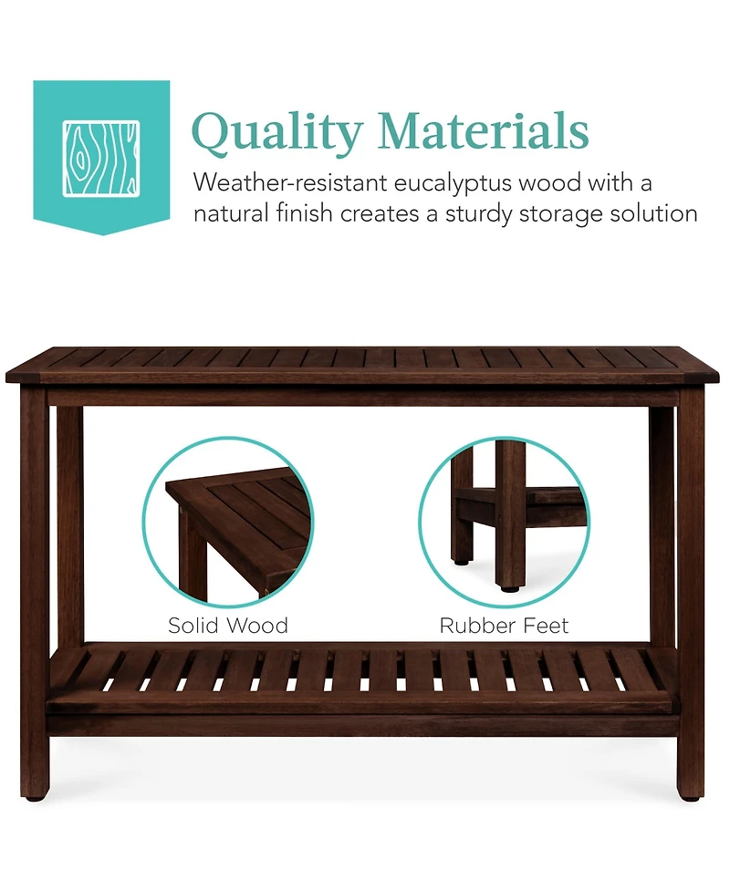 Best Choice Products 48in 2-Shelf Indoor Outdoor Wooden Console Table Multifunctional Buffet Bar Storage