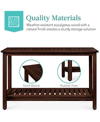 Best Choice Products 48in 2-Shelf Indoor Outdoor Wooden Console Table Multifunctional Buffet Bar Storage