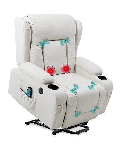 Best Choice Products Electric Power Lift Linen Recliner Massage Chair Furniture w/ Usb Port, Heat, Cupholders