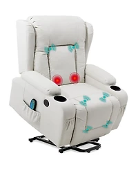 Best Choice Products Electric Power Lift Linen Recliner Massage Chair Furniture w/ Usb Port, Heat, Cupholders