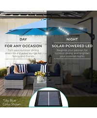 Best Choice Products 10ft 360-Degree Solar Led Lit Cantilever Patio Umbrella, Outdoor Hanging Shade
