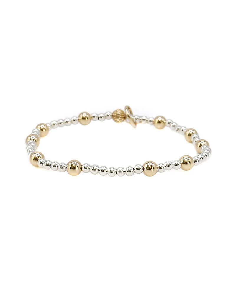 Bowood Lane Non-Tarnishing Sterling Silver and Gold Filled Ball Stretch Bracelet
