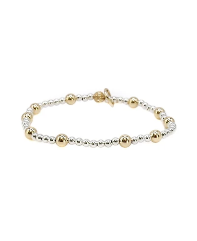 Bowood Lane Non-Tarnishing Sterling Silver and Gold Filled Ball Stretch Bracelet