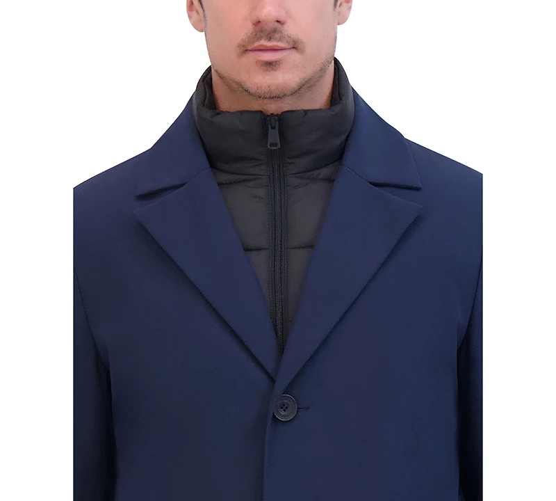 Kenneth Cole Men's Rain Tech Jacket with Quilted Full-Zip Bib