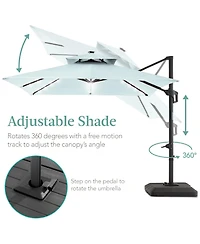 Best Choice Products 10x10ft 2-Tier Square Outdoor Solar Led Cantilever Patio Umbrella w/ Base Included