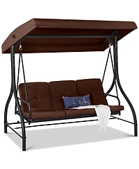 Best Choice Products 3-Seat Outdoor Converting Canopy Swing Glider Patio Hammock w/ Removable Cushions