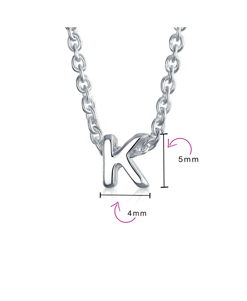 Bling Jewelry Tiny Block Letter Alphabet Initial A-z Dainty Pendant Necklace .925 Sterling Silver