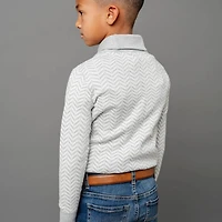 Hope & Henry Boys Organic Long Sleeve Intarsia Shawl Collar Sweater