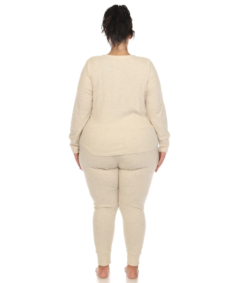 White Mark Plus Waffle Pajama Set