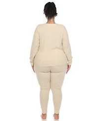 White Mark Plus Waffle Pajama Set