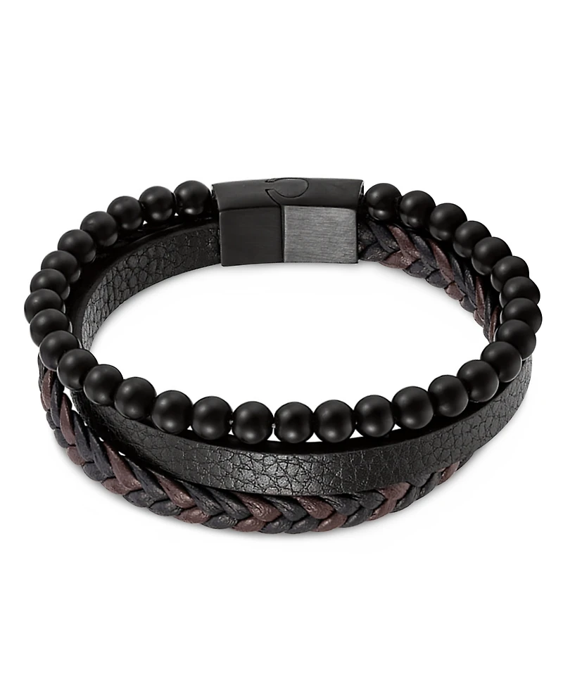 Rhona Sutton Black Axis Beaded Leather Bracelet