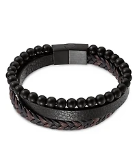 Rhona Sutton Black Axis Beaded Leather Bracelet