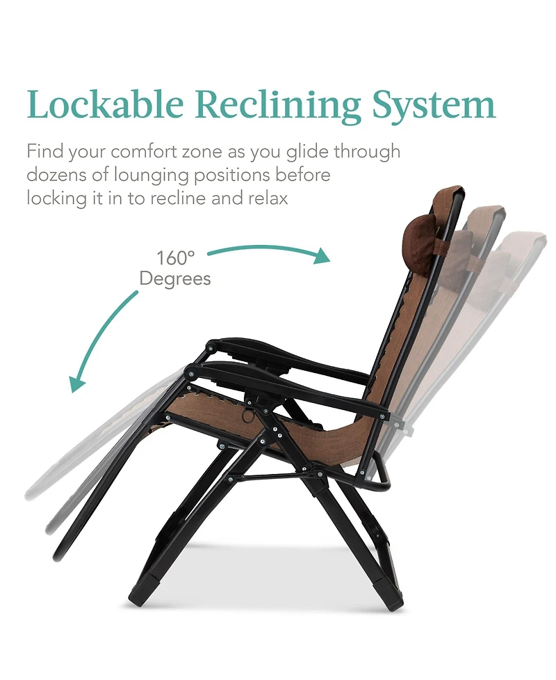 Best Choice Products Oversized Zero Gravity Chair, Folding Recliner w/ Removable Cushion