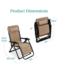 Best Choice Products Oversized Zero Gravity Chair, Folding Recliner w/ Removable Cushion