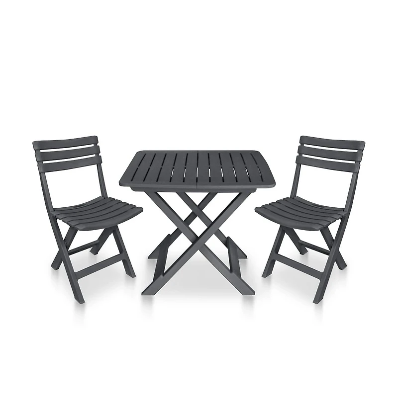 vidaXL 3 Piece Folding Bistro Set Plastic Anthracite