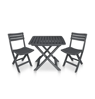 vidaXL 3 Piece Folding Bistro Set Plastic Anthracite