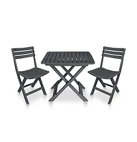 vidaXL 3 Piece Folding Bistro Set Plastic Anthracite