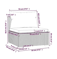 vidaXL 4 Piece Patio Lounge Set with Cushions Brown Poly Rattan