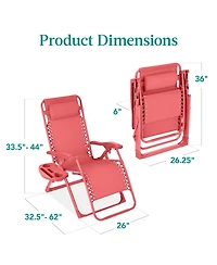 Best Choice Products Monochromatic Zero Gravity Chair, Folding Patio Recliner w/Side Tray, Headrest