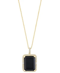 Effy Citrine (11-1/3 ct. t.w.) & Diamond (1/3 ct. t.w.) Emerald-Cut Halo 18" Pendant Necklace in 14k Gold (Also in Additional Gemstones