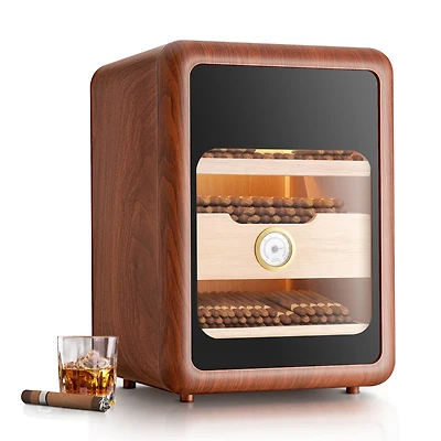 Jinjunye Cigar Humidors Cabinet for 200 Cigars, Cigar humdiidor Box with Digital Hygrometer, Spanish Cedar Lining 2 Shelves 1 Drawer Cabinet Humidor f