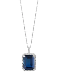 Effy Blue Topaz (11-1/3 ct. t.w.) & Diamond (1/3 Emerald-Cut Halo 18" Pendant Necklace 14k Gold (Also Additional Gemstones)