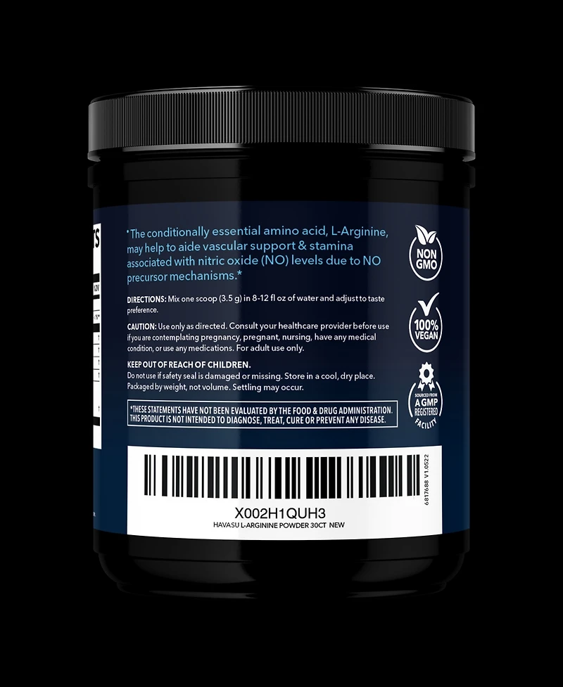 Havasu Nutrition L-Arginine Powder, Unflavored, Havasu Nutrition, 105gm