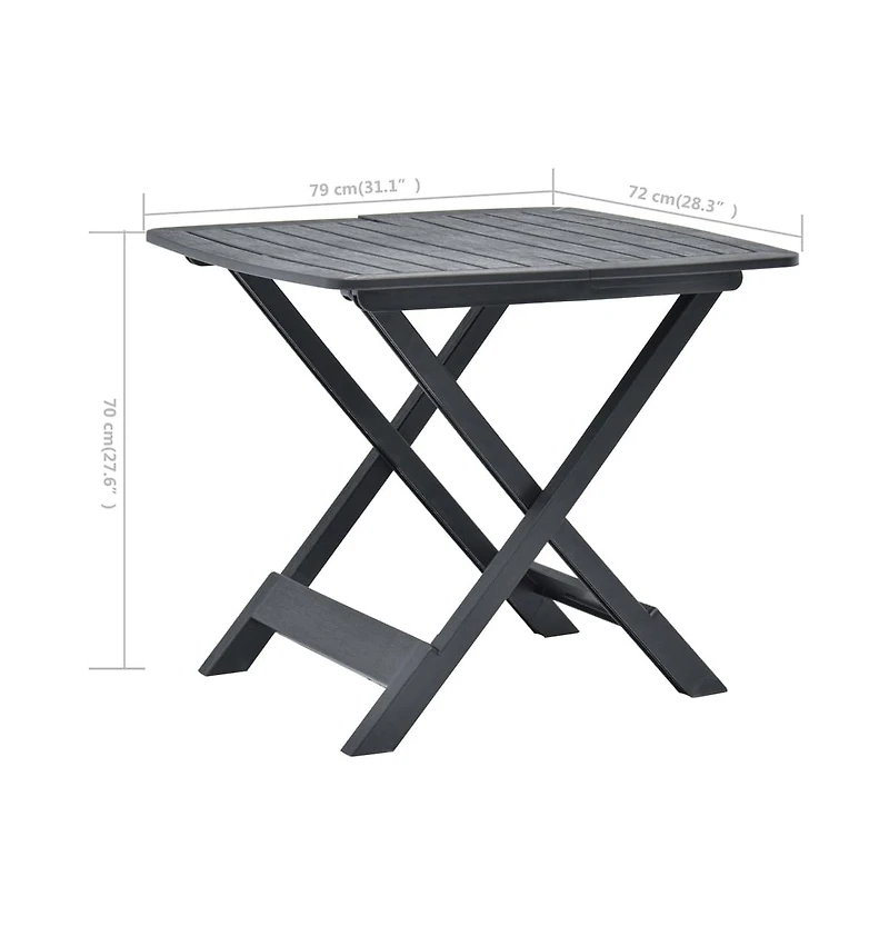 vidaXL Folding Patio Table Anthracite 31.1"x28.3"x27.6" Plastic