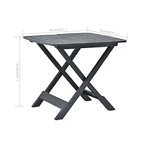 vidaXL Folding Patio Table Anthracite 31.1"x28.3"x27.6" Plastic