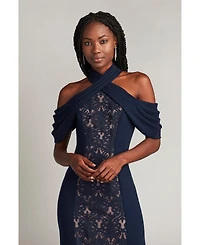 Tadashi Shoji Women's Kato Embroidered Off-Shoulder Halter Gown