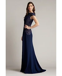 Tadashi Shoji Women's Chelan Embroidered Illusion Gown