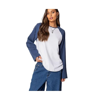 Edikted Womens Oversized Raglan Long Sleeve T Shirt