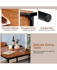 5-Piece Industrial Dining Table Set with Counter Height and 4 Bar Stools-Walnut