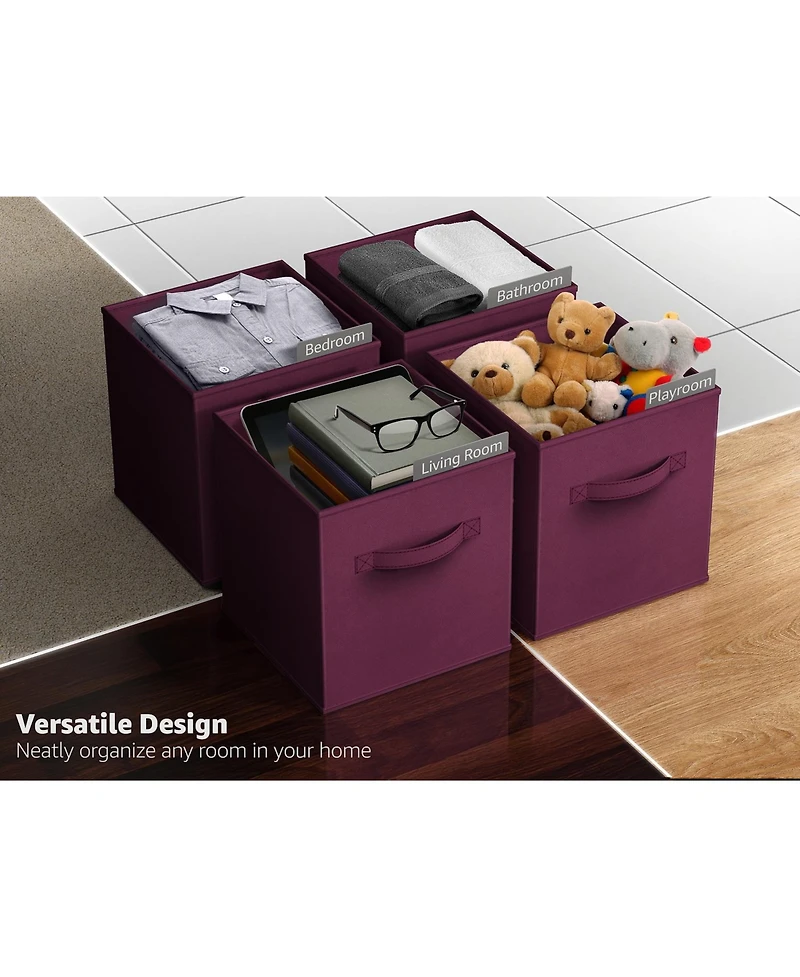 Sorbus 13 Inch 8 Pack Sturdy Collapsible Fabric Storage Cubes with Handle - for Organizing Clothes, Toys, Books, Shelves & more