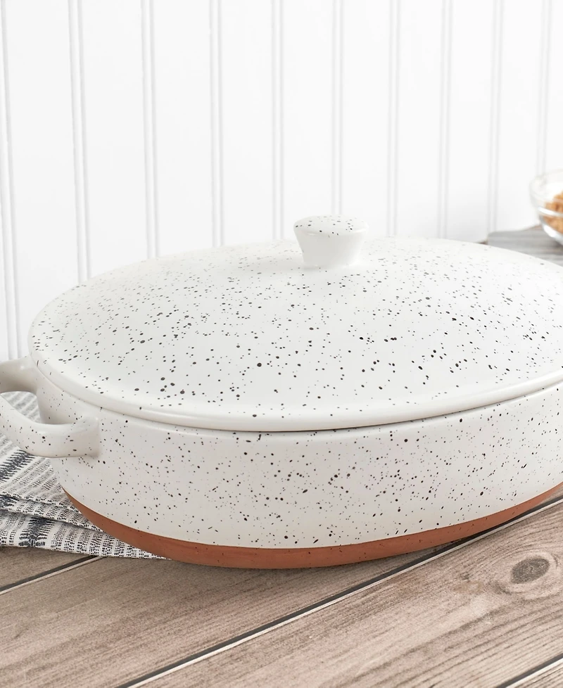 Denmark Tools for Cooks Speckled Stoneware 3.2-Qt. Oval Covered Casserole