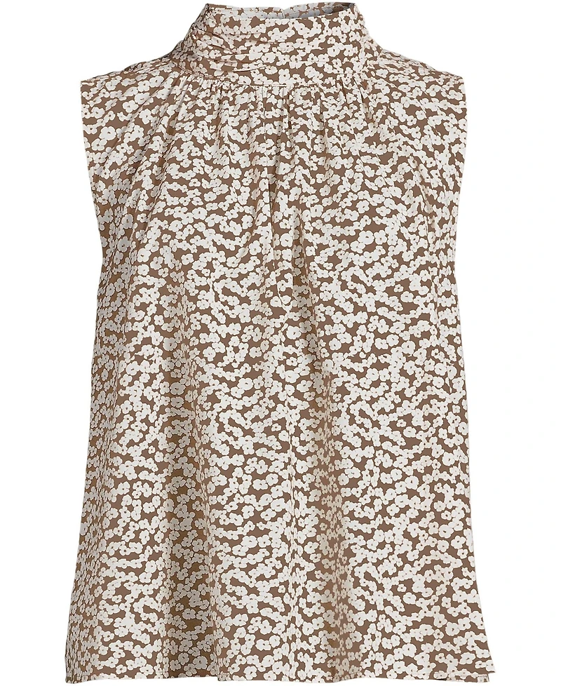 Lands' End Women's Cotton Voile Mock Neck Blouse