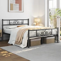 Yaheetech Scroll Metal-Framed Bed with Headboard and Footboard