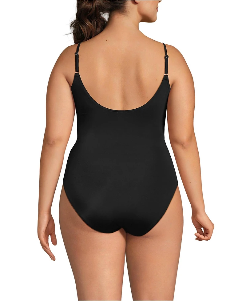 Lands' End Plus Tugless Thin Strap One Piece Swimsuit