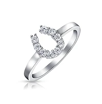Bling Jewelry Good Luck Cubic Zirconia Pave Cz Equine Cowgirl Equestrian Horseshoe Ring .925 Sterling Silver