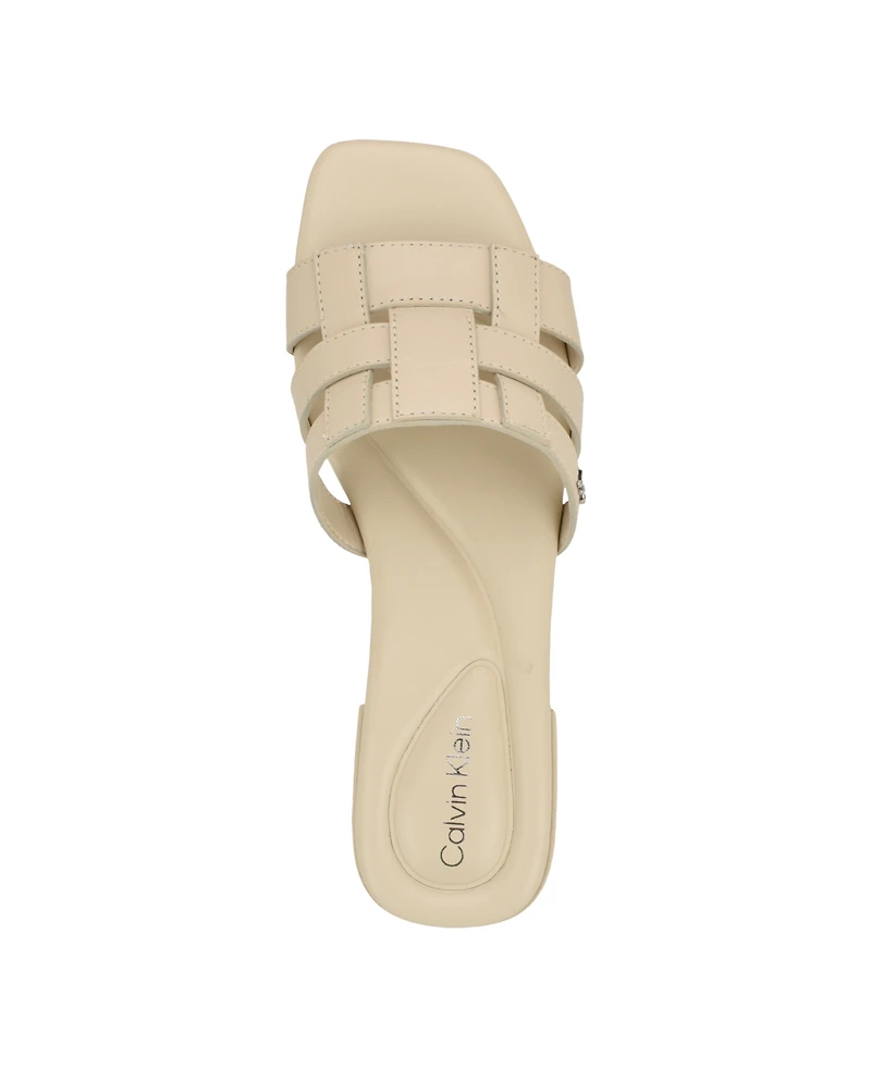 Calvin Klein Women's Tessie Slip-On Square Toe Flat Sandals