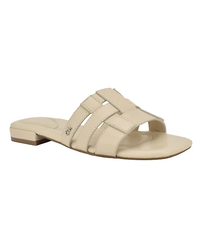Calvin Klein Women's Tessie Slip-On Square Toe Flat Sandals