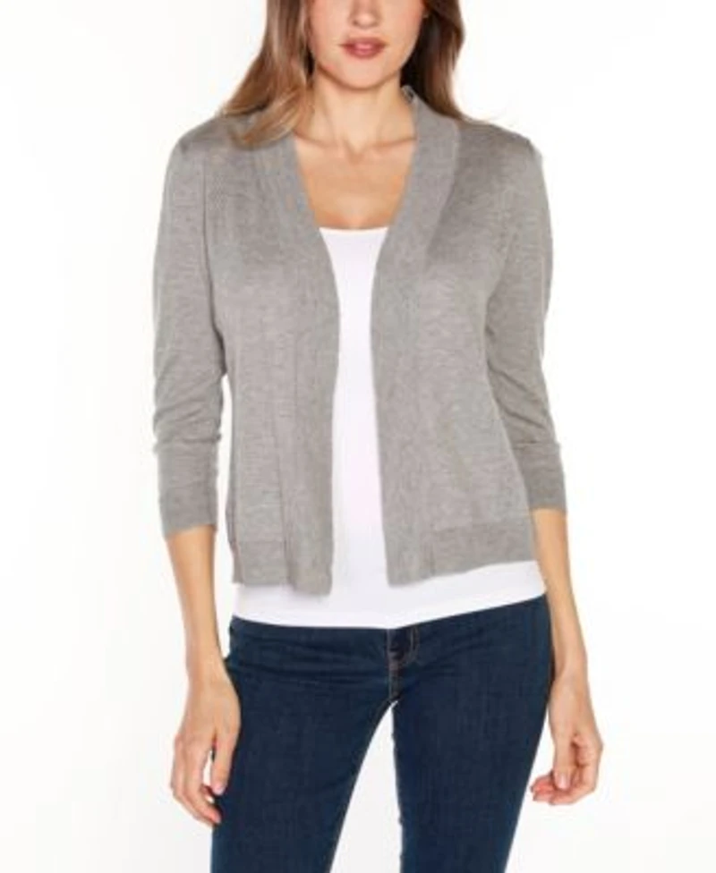 Belldini Womens 3 4 Sleeve Open Front Cardigan Sweater