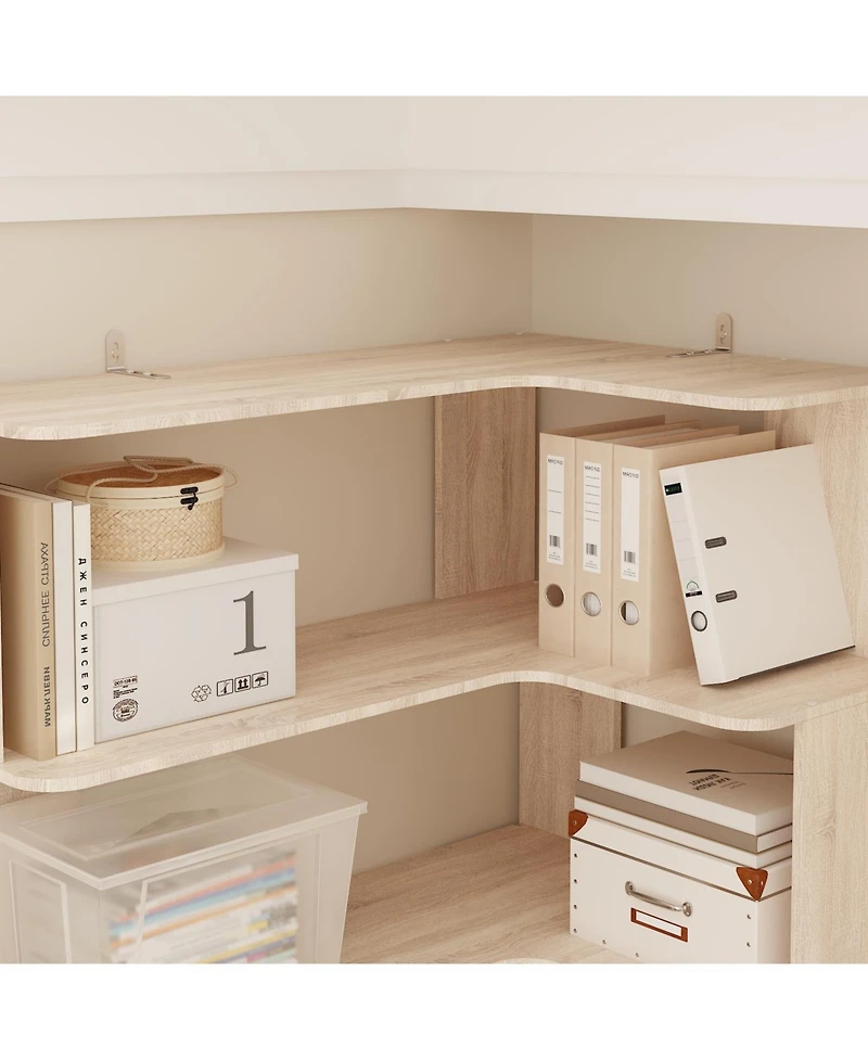 Famapy 7-Shelves Accent Bookcase, Open Back Bookshelf, Corner Bookcase