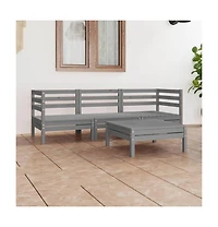 vidaXL 4 Piece Patio Lounge Set Gray Solid Wood Pine