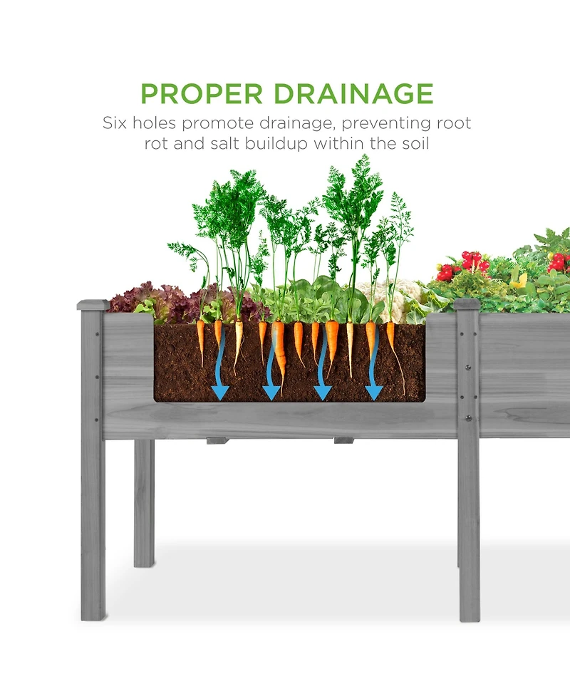 Best Choice Products 72x23x30in Raised Garden Bed, Elevated Wood Planter Box for Patio w/ Divider Panel