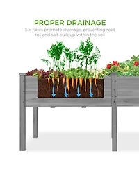 Best Choice Products 72x23x30in Raised Garden Bed, Elevated Wood Planter Box for Patio w/ Divider Panel