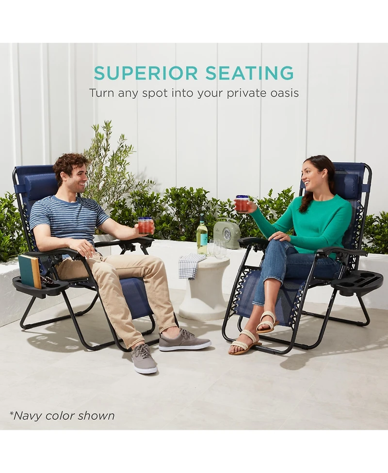 Best Choice Products Set of 2 Zero Gravity Lounge Chair Recliners for Patio