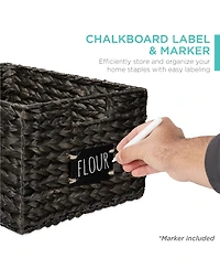 Best Choice Products Set of 2 16in Woven Water Hyacinth Pantry Baskets w/ Chalkboard Label, Chalk Marker
